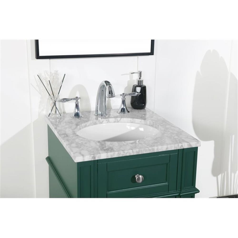 Elegant Decor Park Avenue 18″ Metal MDF Marble Single Bathroom Vanity in Green