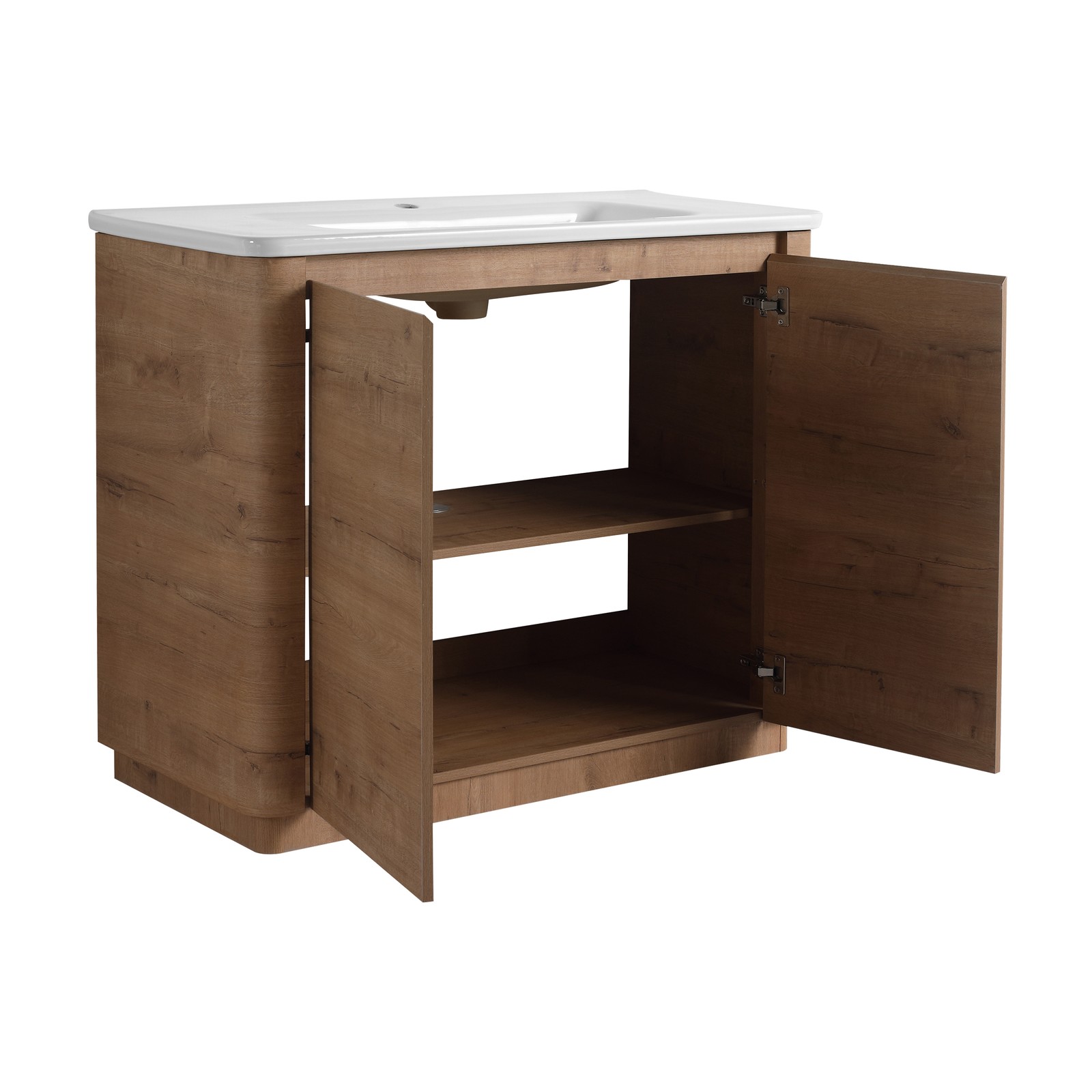40 inch Freestanding Bathroom Vanity with Ceramic Sink Adjustable Shelf Plywood