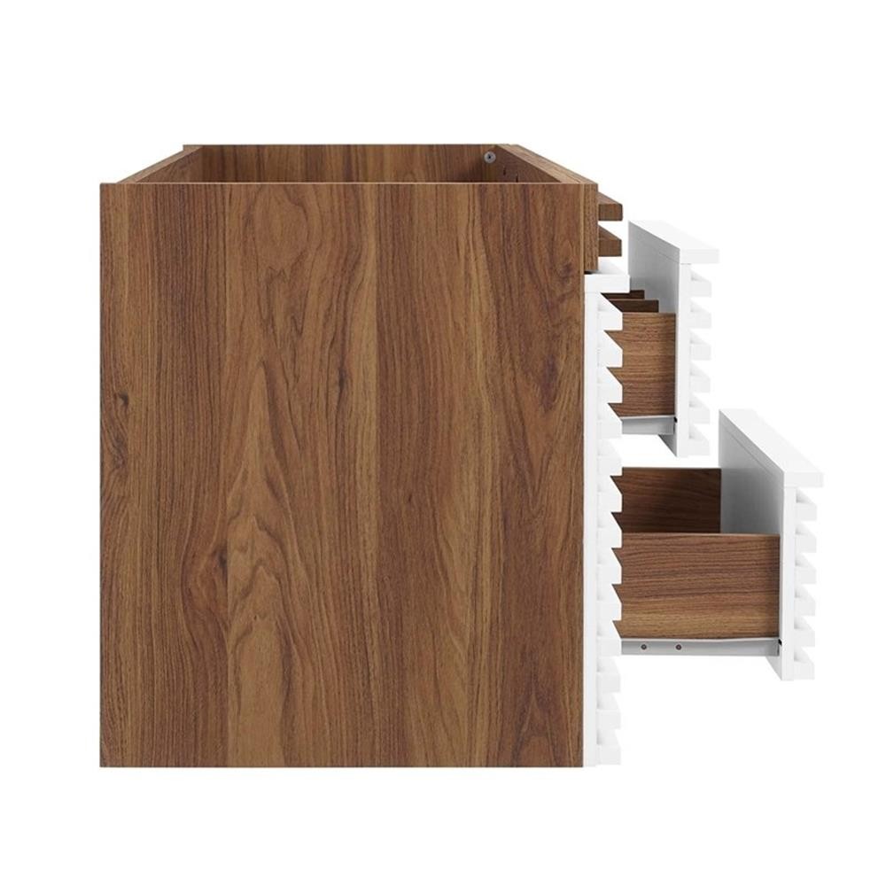 Pemberly Row 48″ MDF and Particleboard Bathroom Vanity Cabinet-White/Walnut