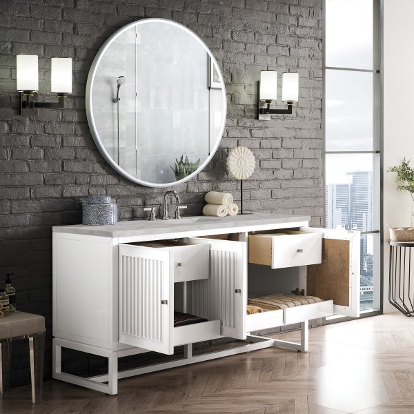 60″ James Martin Athens E645-V60S-GW-3VSL Vanity Cabinet Victorian Silver Top