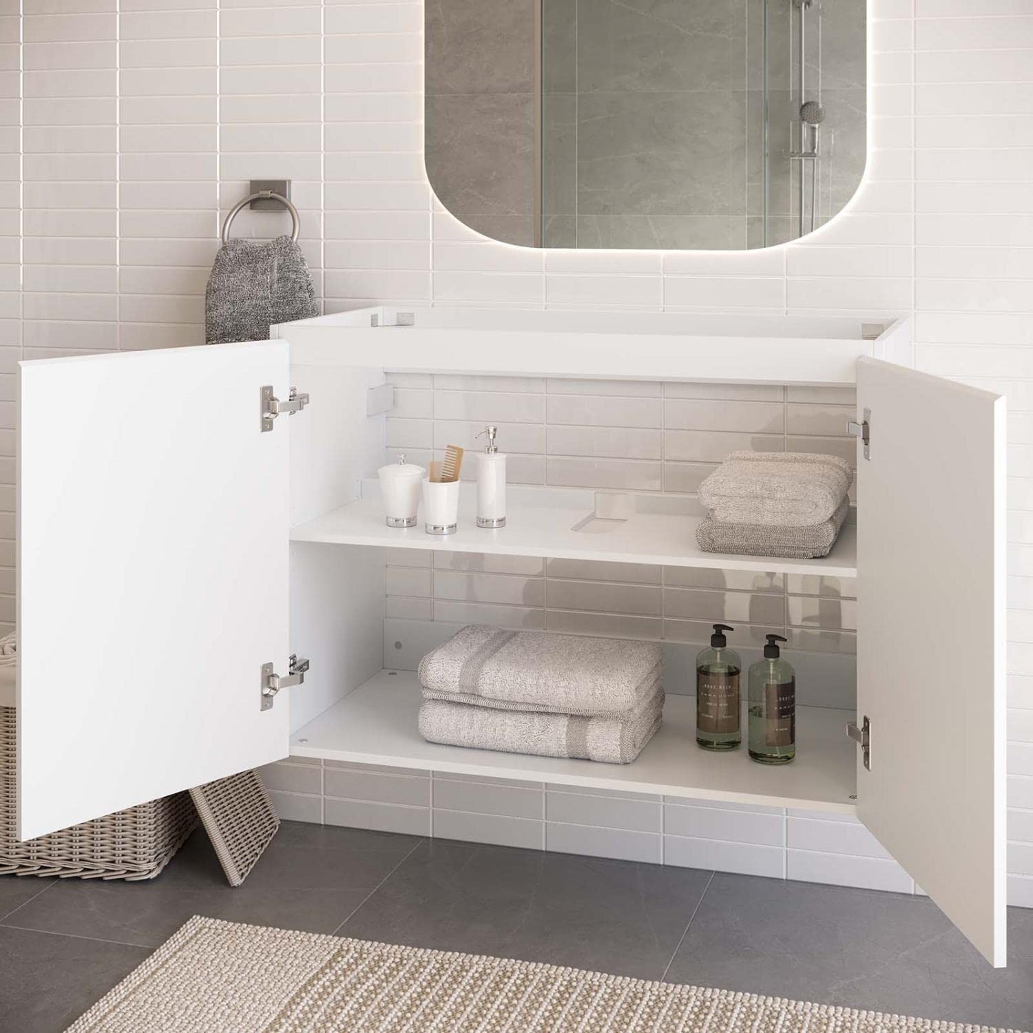 Modway Vitality 35″ Plastic and Wood Wall-Mount Bathroom Vanity in White