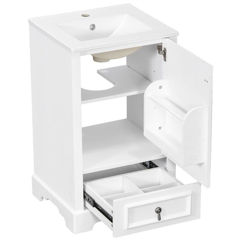 20 In Modern Bathroom Vanity with Ceramic Sink,Soft Close Door,Adjustable Shelf