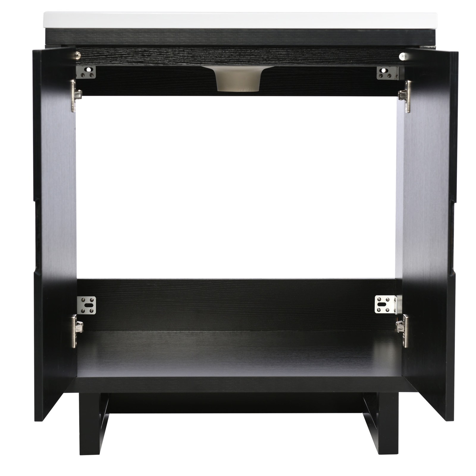 30″ Bathroom Vanity Set with Sink, Solid Wood Frame, Black Cabinet