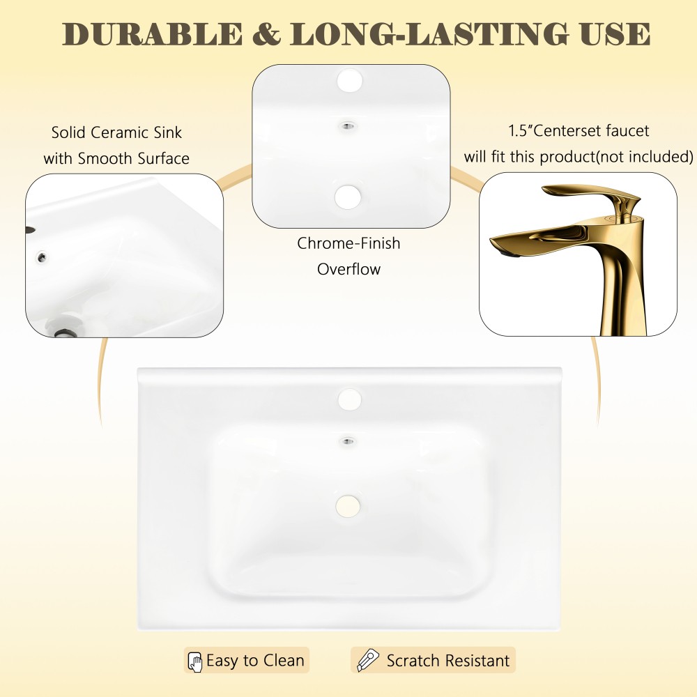 27.8″ White Ceramic Basin, Only Ceramic Sink, Without Cabinet
