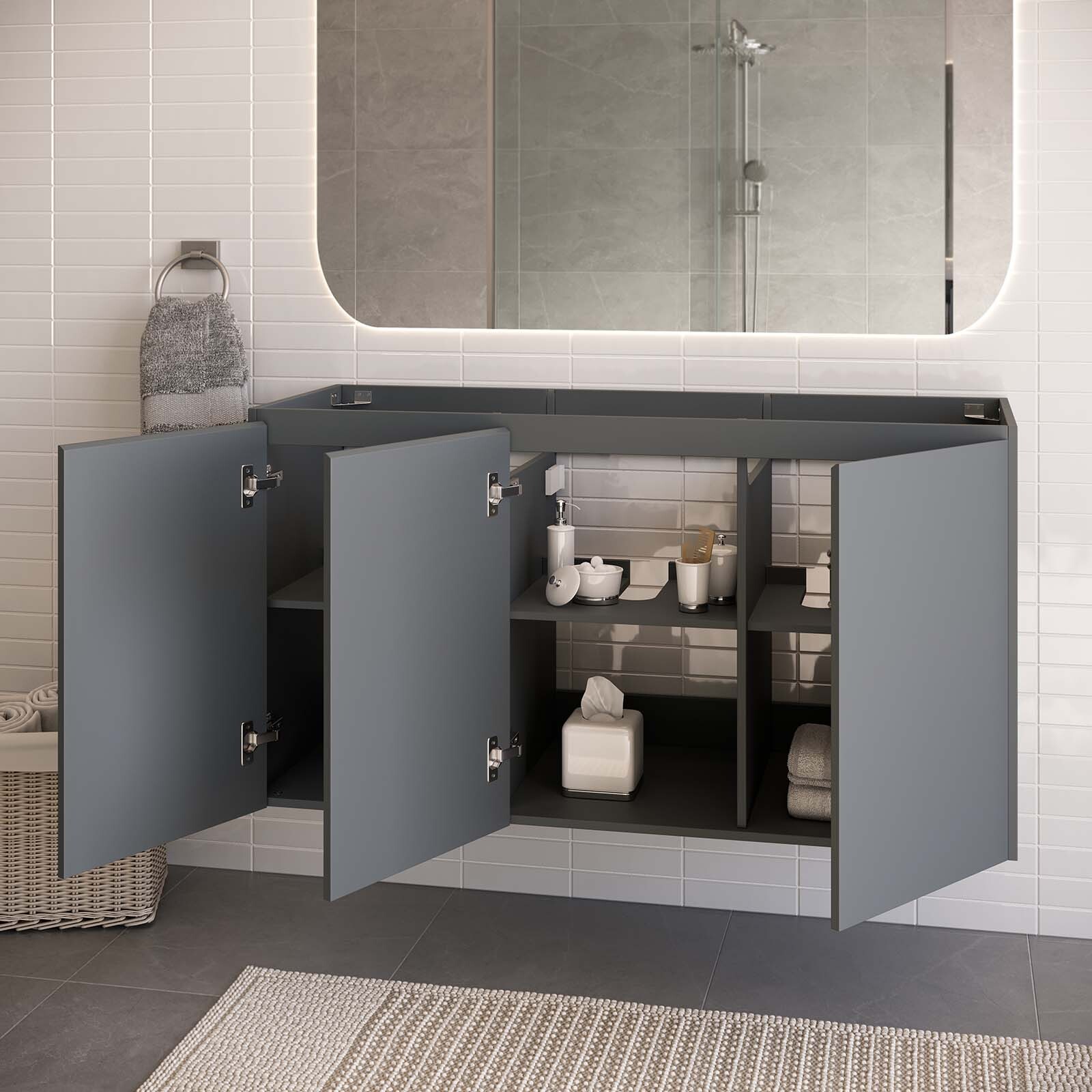 Modway Vitality 48″ Wall-Mount Bathroom Vanity in Gray