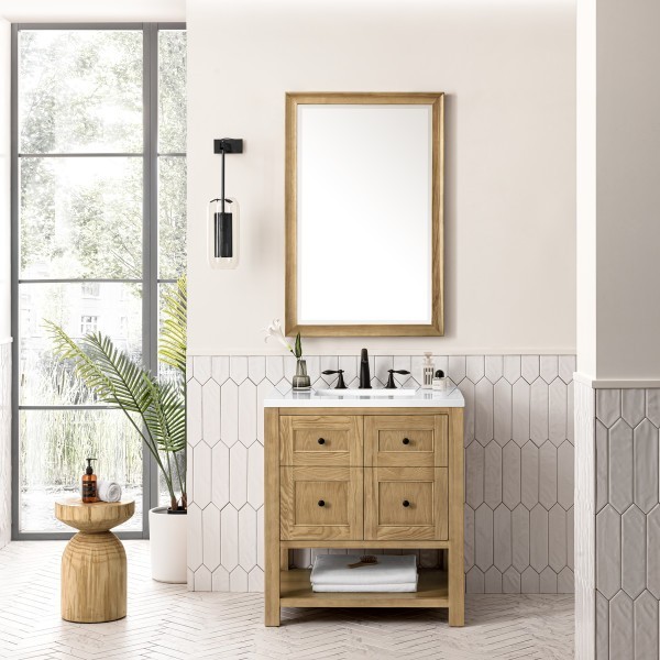 30″ James Martin Breckenridge 330-V30-LNO-3WZ Vanity Cabinet White Zeus Top