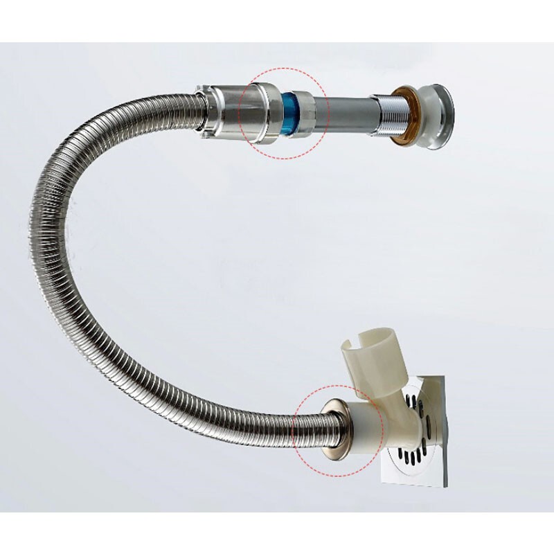Bathroom 80cm Stainless Steel Sink Siphon Waste Drain Flexible Pipe Hose