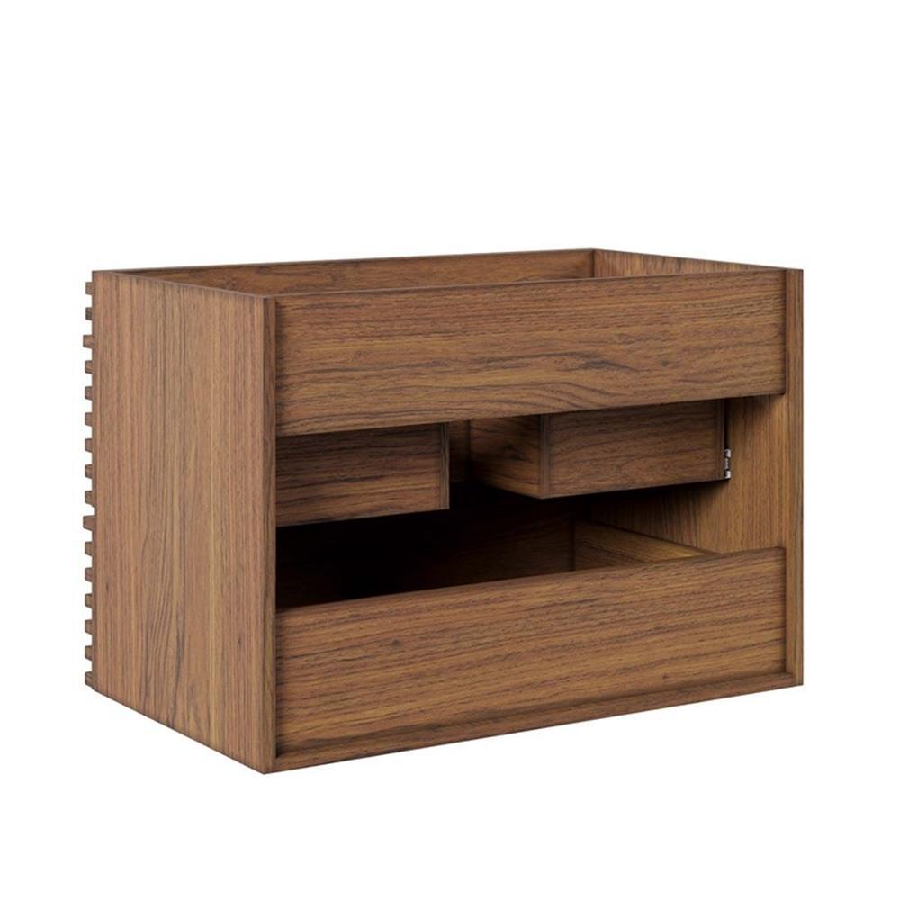Modway Render 29″ MDF Wood Wall-Mount Bathroom Vanity Cabinet in Walnut