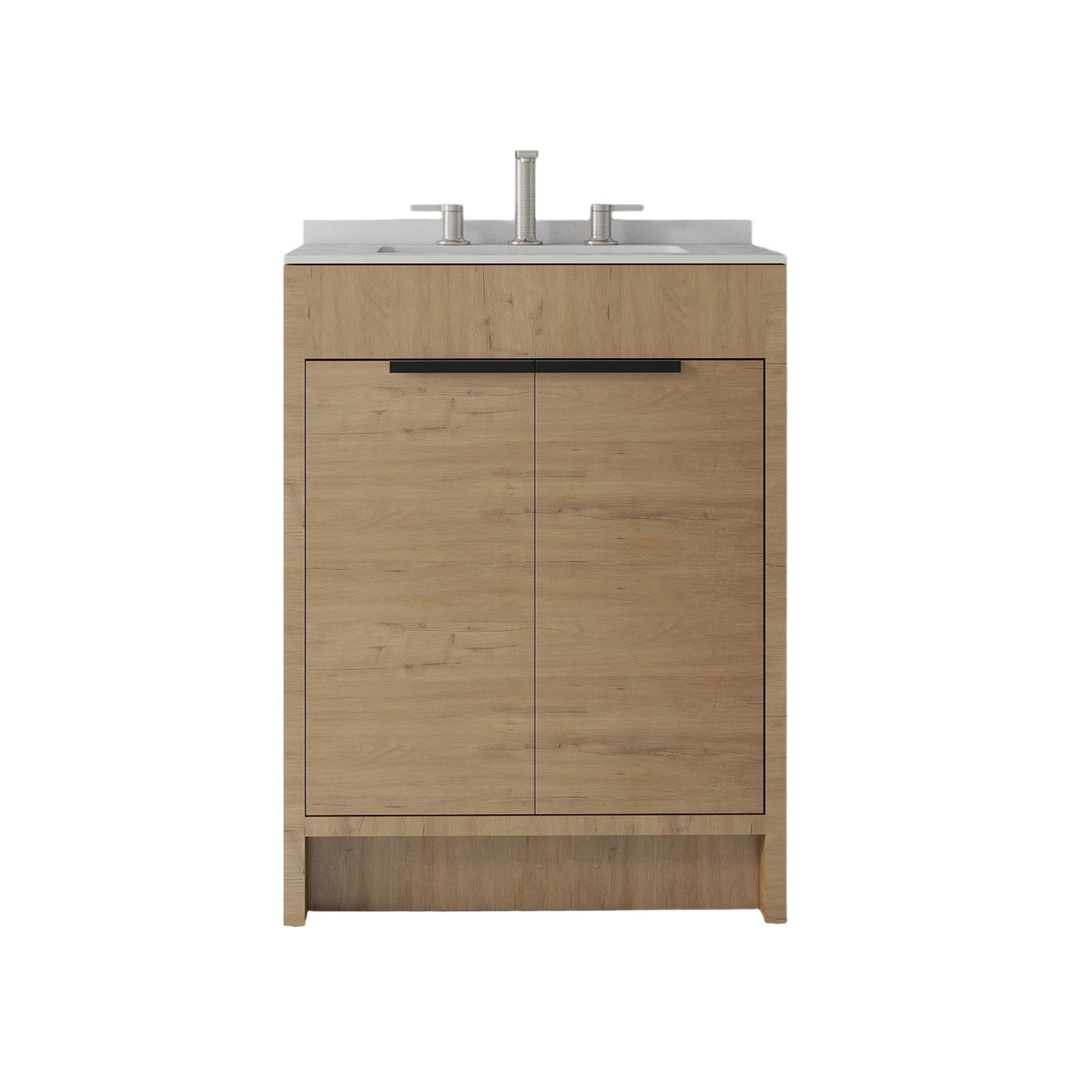 24″ Freestanding Bathroom Vanity with Sink, Soft-Close Door, White Marble Top
