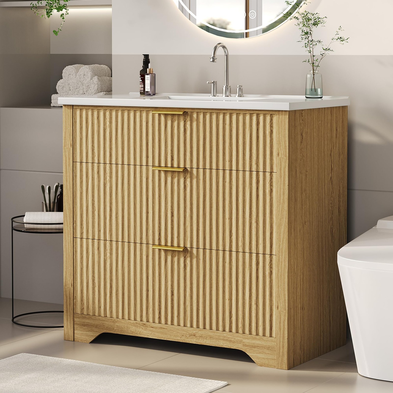 Garvee 30″ Bathroom Vanity with Sink,Bathroom Sink Cabinet with 2 Drawers New