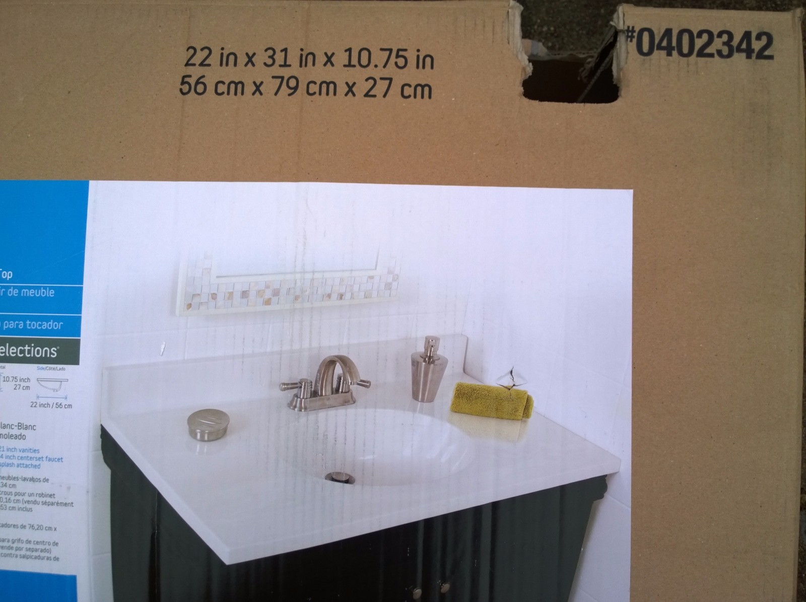 NIB Nice Bathroom White Cultured-Marble VANITY TOP w/ SINK 31″W x 22″D