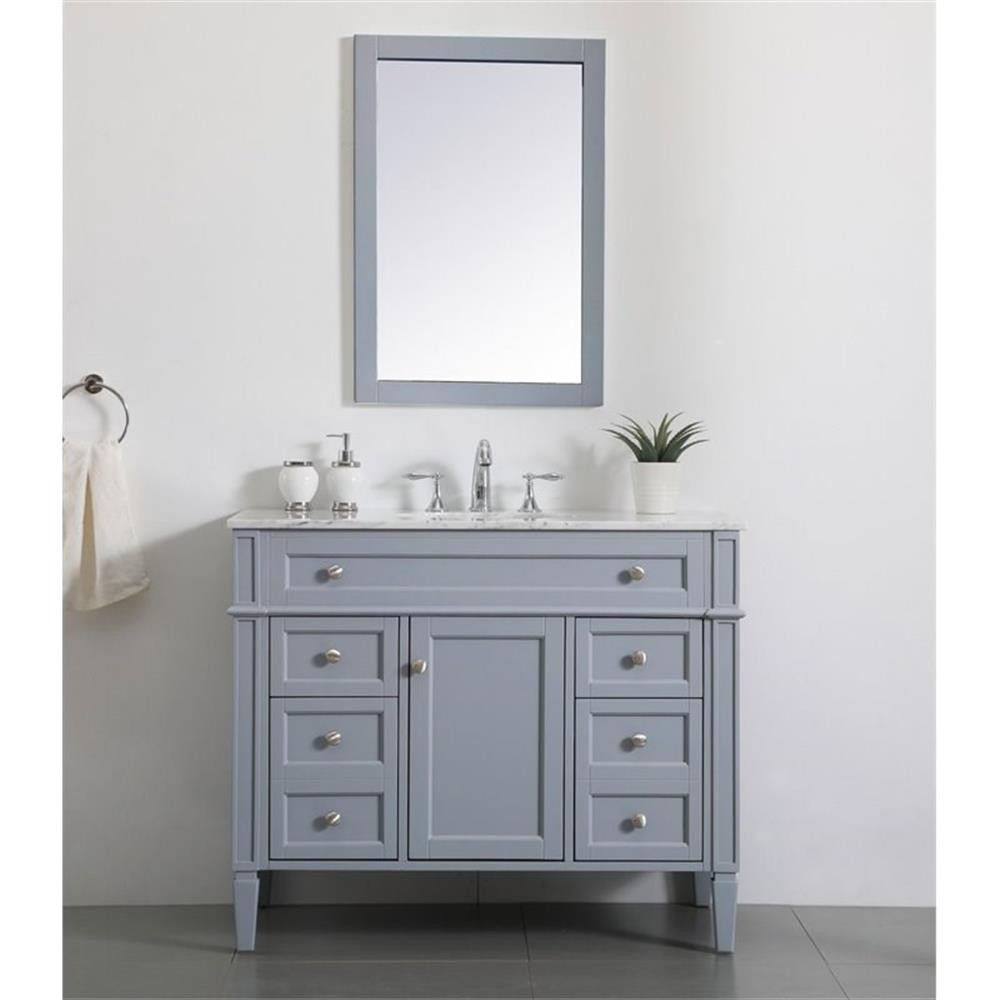 Elegant Decor Park Avenue 42″ Metal MDF Marble Single Bathroom Vanity in Gray