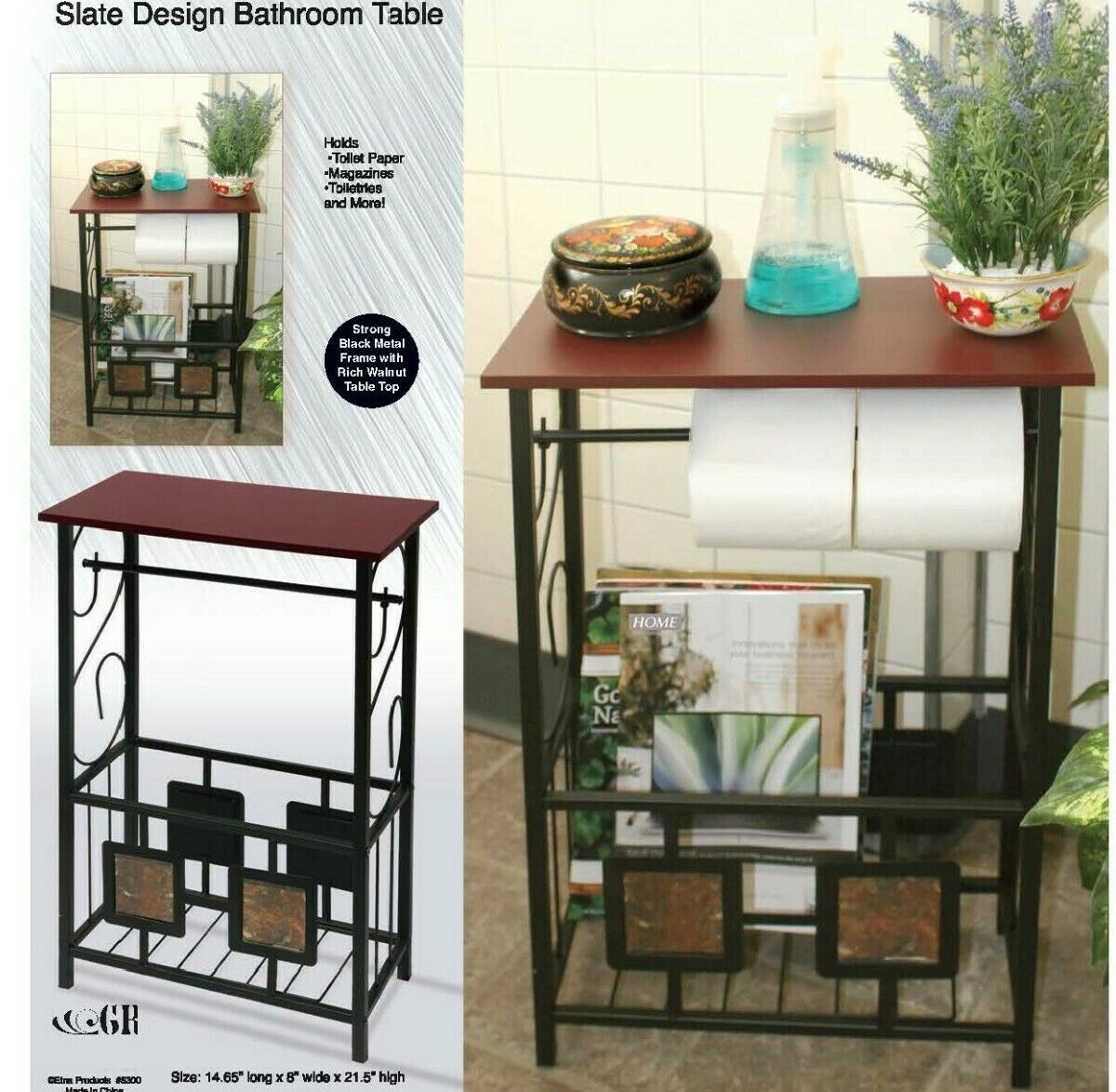 Bathroom Table Toilet Paper Organizer Stand Magazine Rack Storage Shelf Narrow