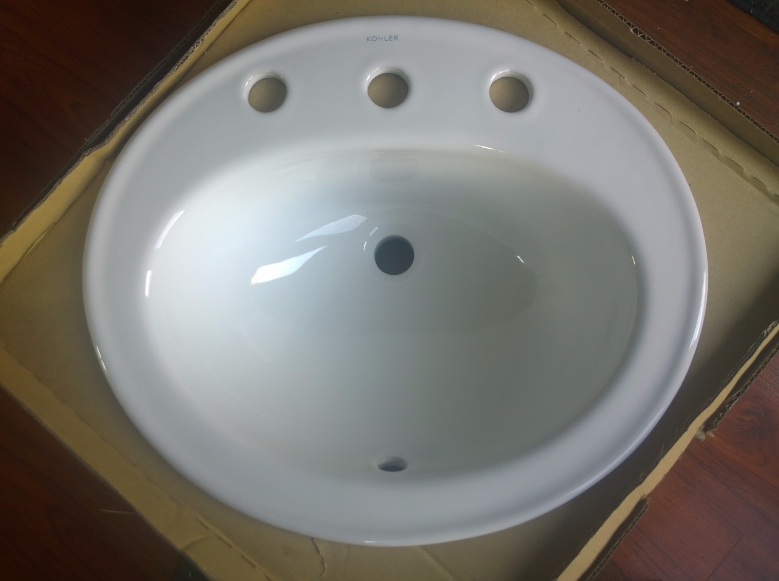 NIB Nice Kohler Pennington 2196-8-0 White 8″-Center Holes VANITY SINK