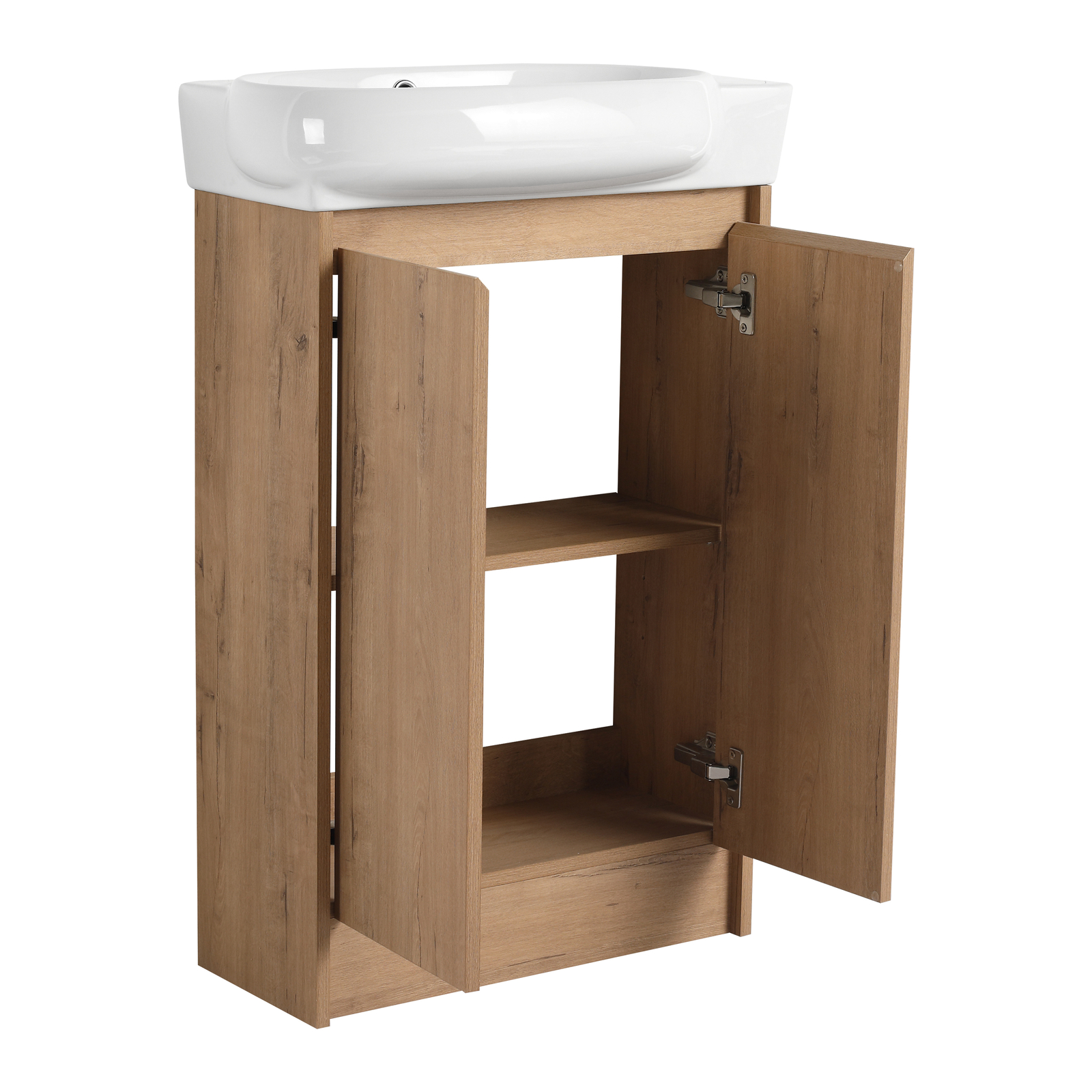 23 Inch Vanity Wood Bathroom Vanity Cabinet W/ Countertop Ceramic Sink Combo Oak