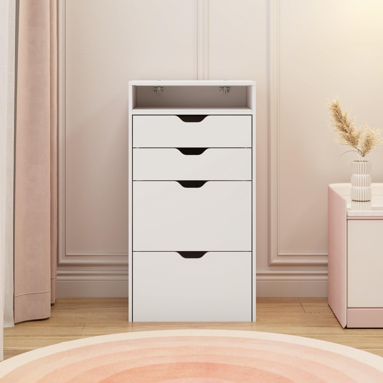 3-in-1 Vanity Desk Set with Mirror Stool LED Lights Drawers Hidden Storage White