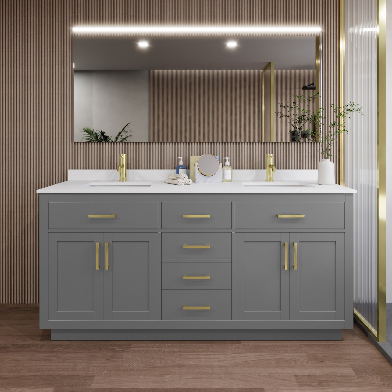Wyndham Collection WCG262672D-VCA-UNSMXX Beckett TK 72″ – Dark Gray / White
