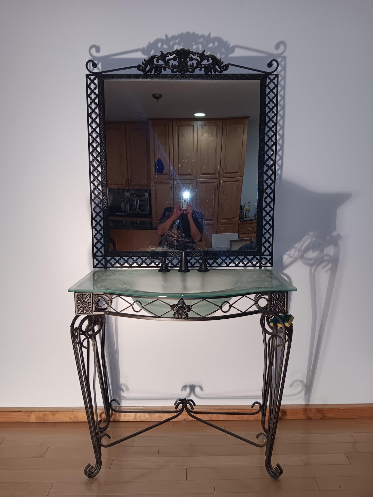 Custom Make Forged Iron Bathroom Vanity with Sink and Mirror