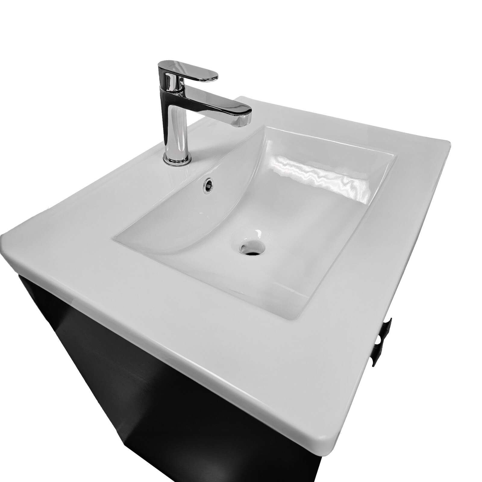 Trenta 24″ W x 19″ D x 33″ H Vanity in Black with White Ceramic Vanity Top