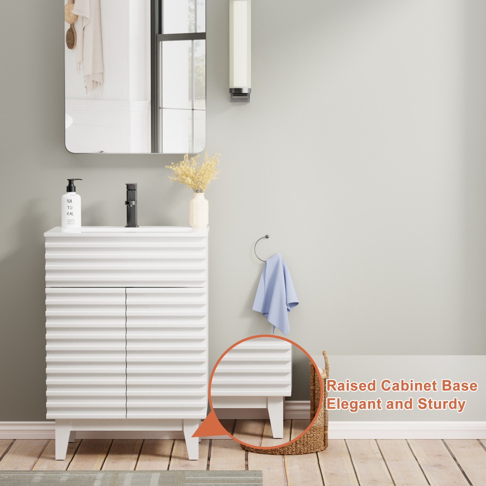 Bathroom Vanity Set W/Drop in Sink Mid-Century Faucet Cabinet Combo