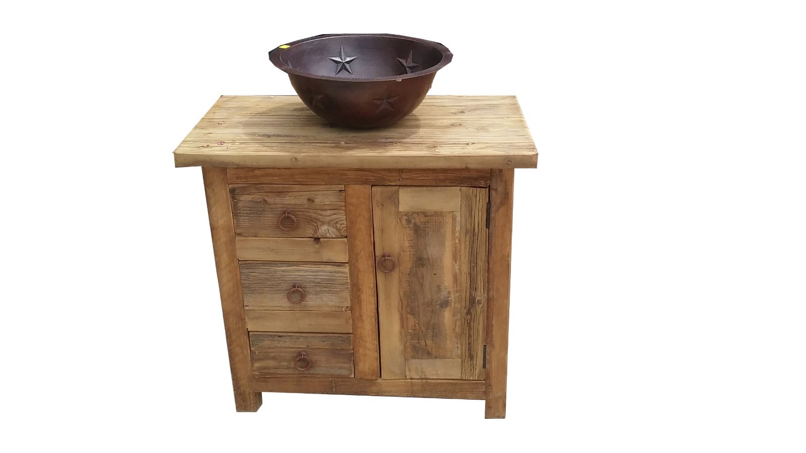Galveston Rustic Reclaimed Wood Turquoise Bathroom Vanity / furniture