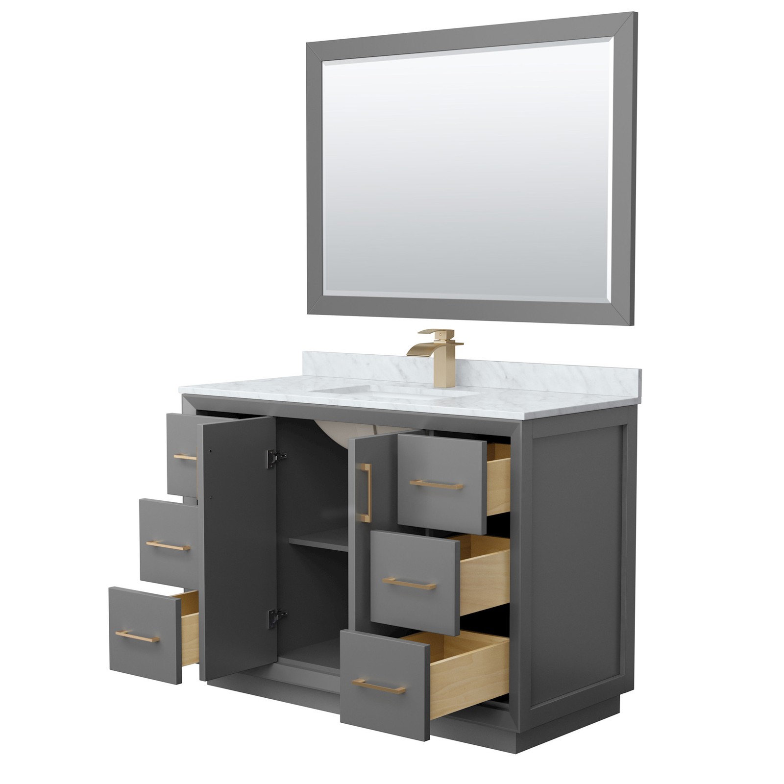Wyndham Collection WCF414148S-NAT-UNSM46 Strada 48″ – White / Brushed Nickel