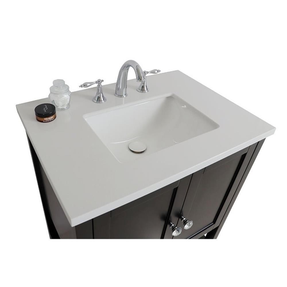 31″ 2-Door Transitional Single Sink Solid Wood Vanity in Espresso
