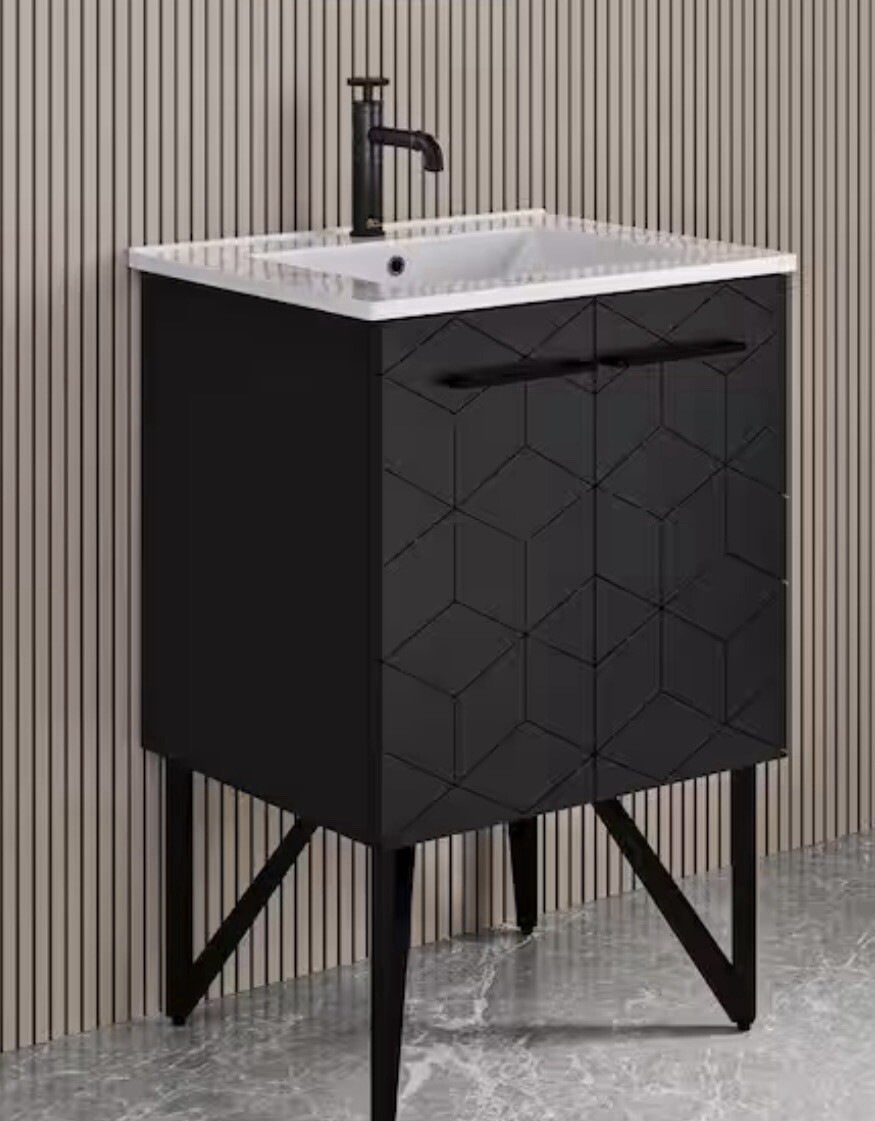Annecy 24 in. W Bath Vanity in Phantom Black with Ceramic Vanity Top