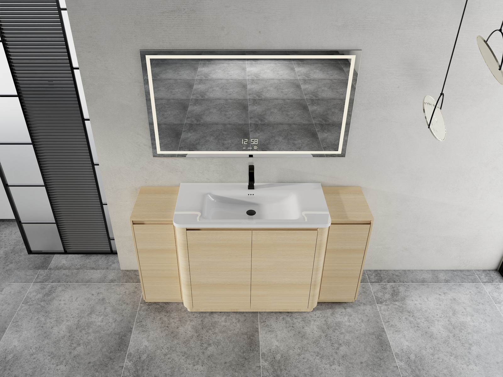 40in Plywood Freestanding Bathroom Vanity W/Ceramic Sink 2x Storage Cabinet Oak