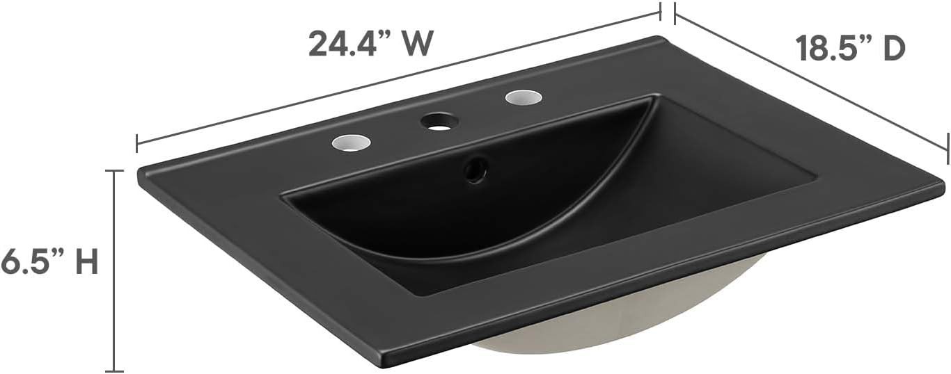 Modway Render 24″ Wall-Mount Bathroom Vanity in Walnut Black
