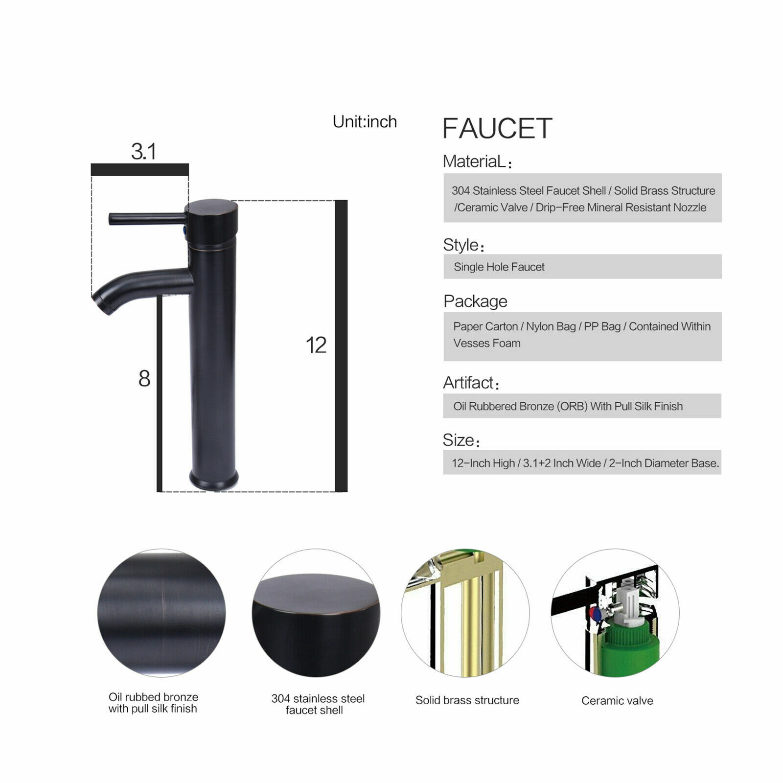 24 In Wall Mounted Bathroom Vanity Set with Vessel Sink Mirror Shelf Combo New