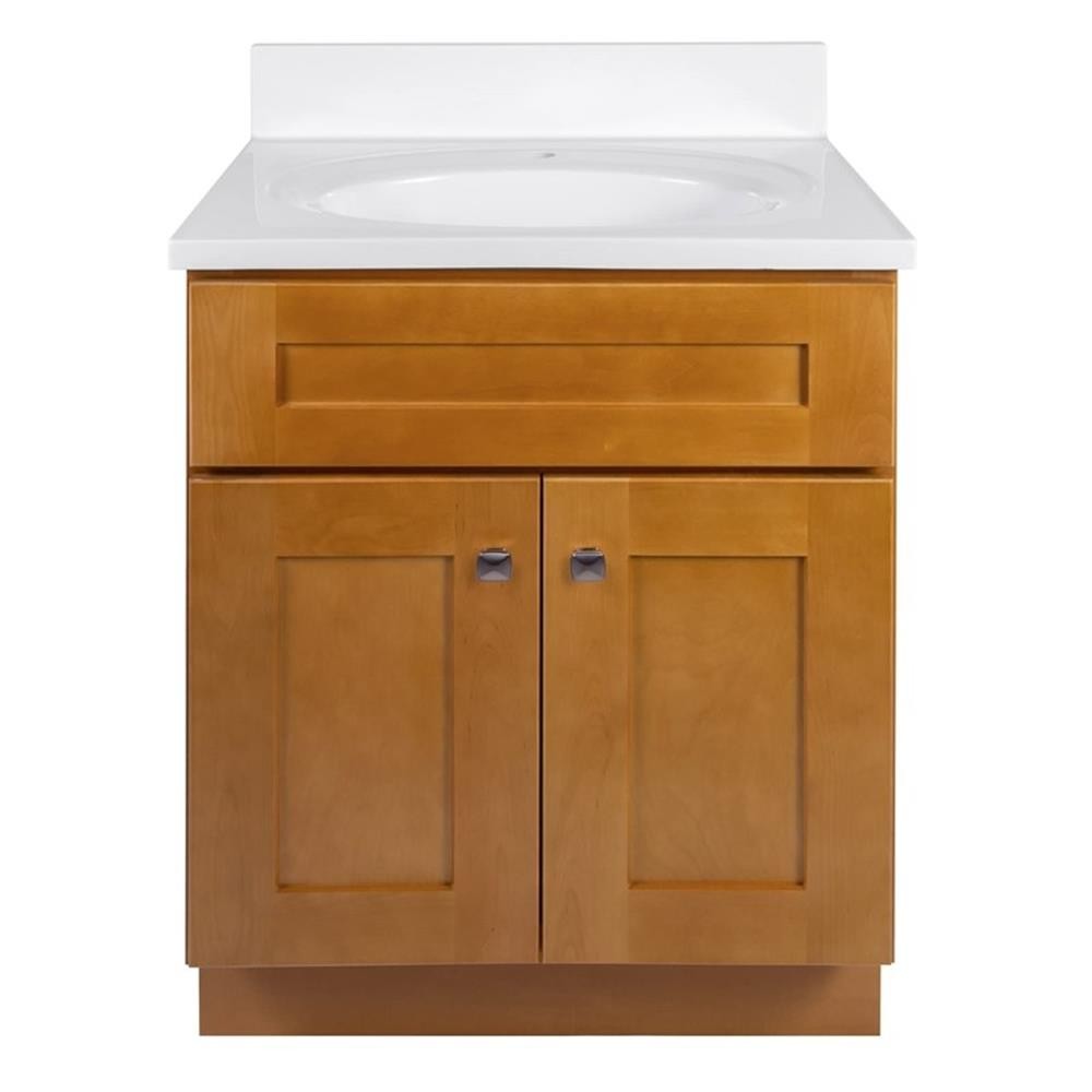 Bowery Hill 25″ Transitional Marble Bathroom Vanity in Birch