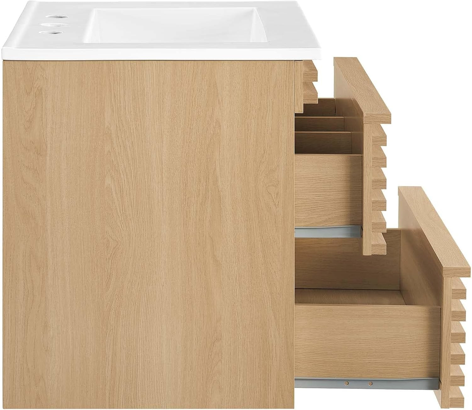 24″ Oak White Wall-Mount Bathroom Vanity for Modern Spaces