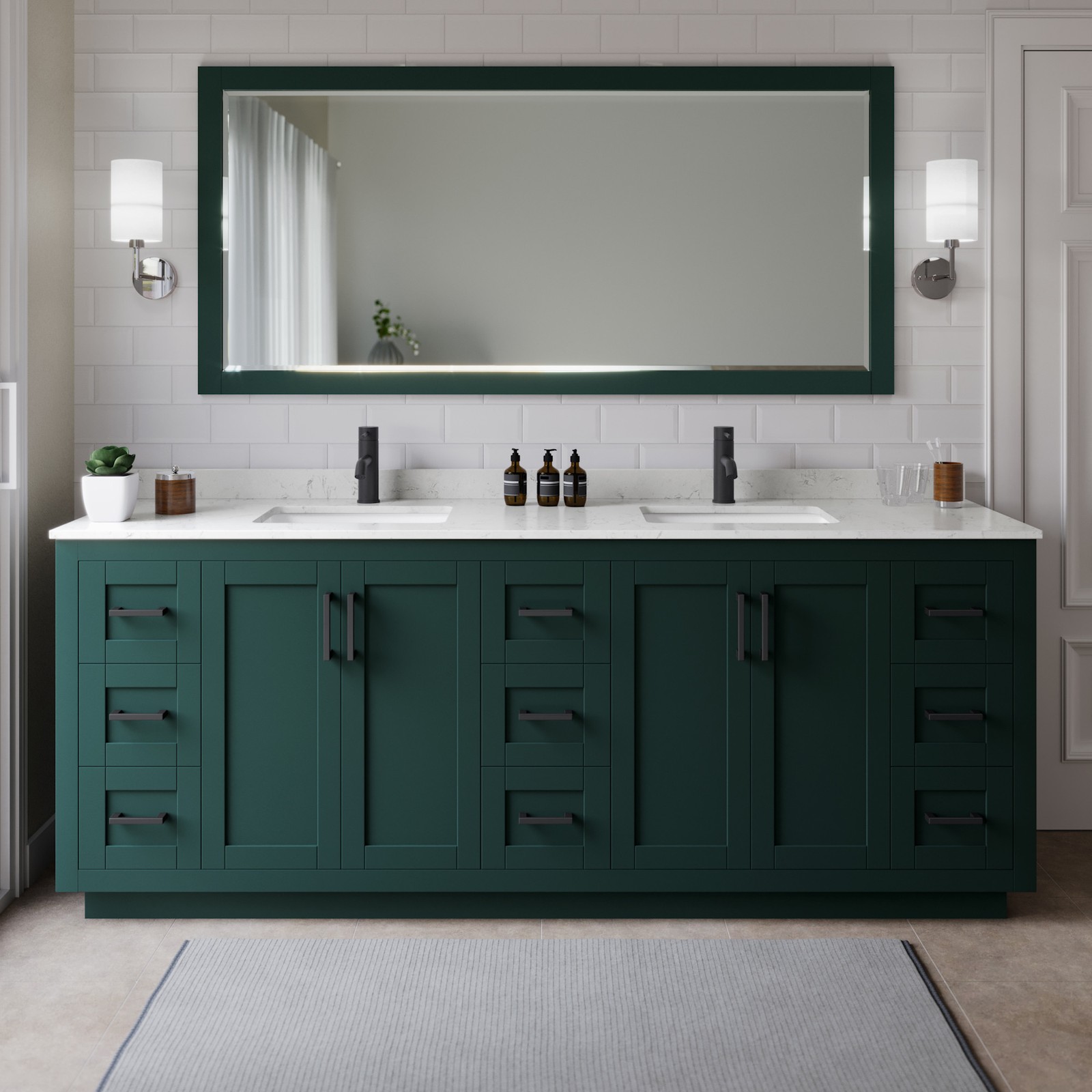 Wyndham Collection WCF2929-84D-VCA-M70 Miranda 84″ – Green / Carrara Cultured