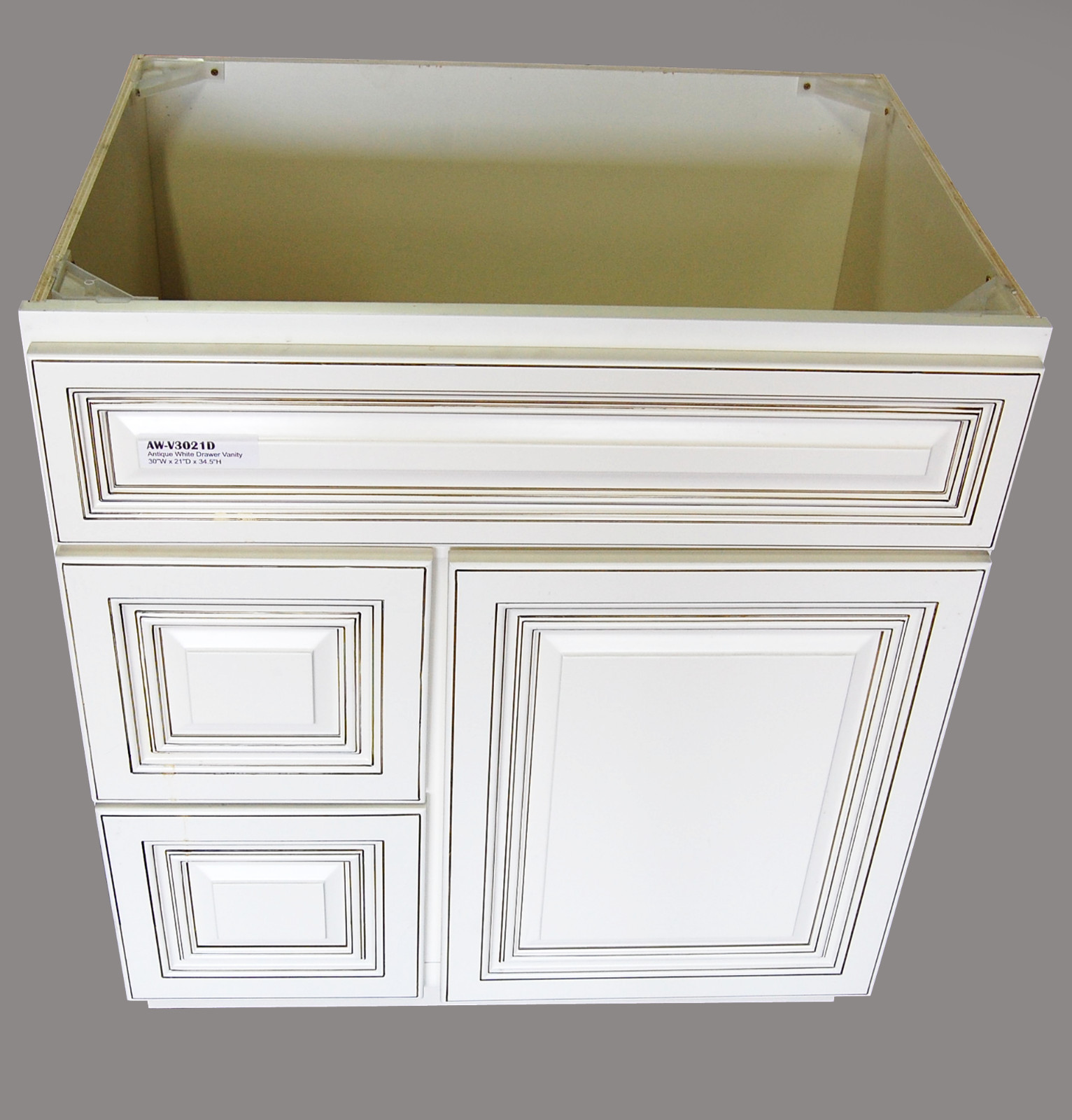 New Antique White Single-sink Bathroom Vanity Base Cabinet 30″ Wide x 21″ Deep