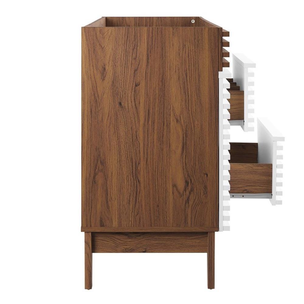 Modway Render 47″ Plastic and Wood Bathroom Vanity Cabinet in White/Walnut