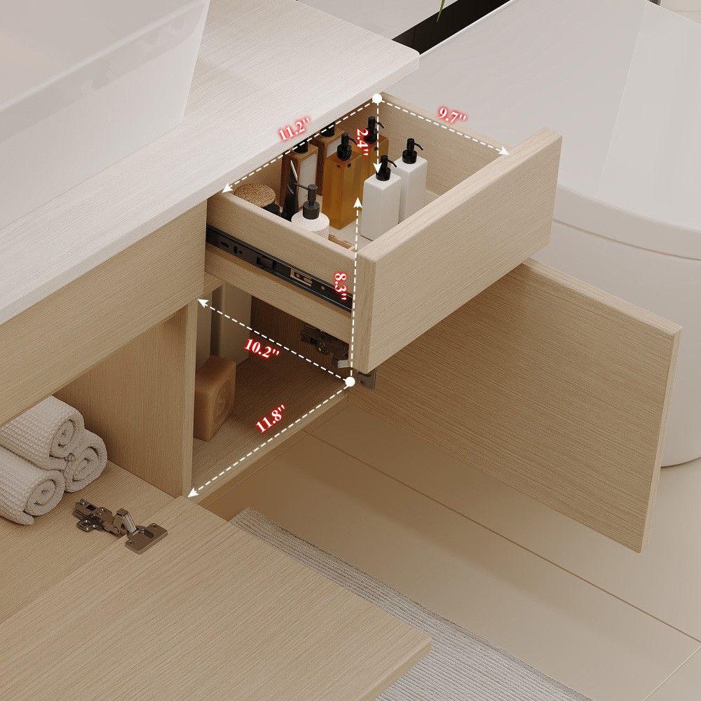 31.5 Inches Floating Single Small Bathroom Vanity with Sink