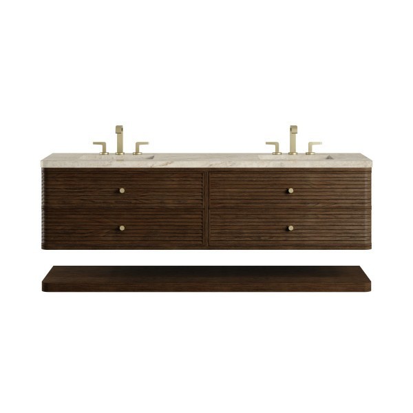 72″ James Martin Allamari D640-V72-SBL-WTJR Double Vanity Cabinet Tajnar Top