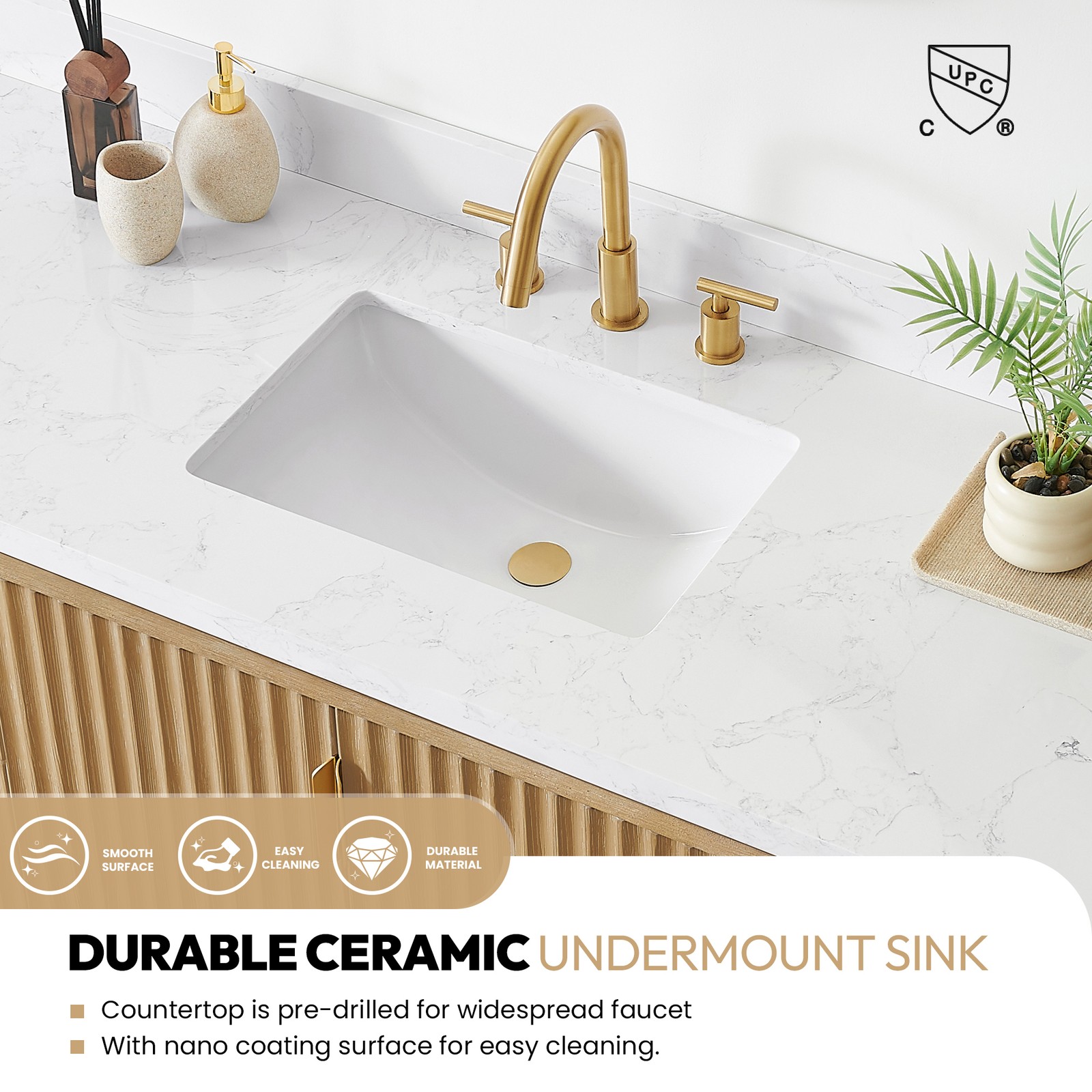 Cadiz 60″ Single Bathroom Vanity in Washed Ash Grey with Composite Stone Top