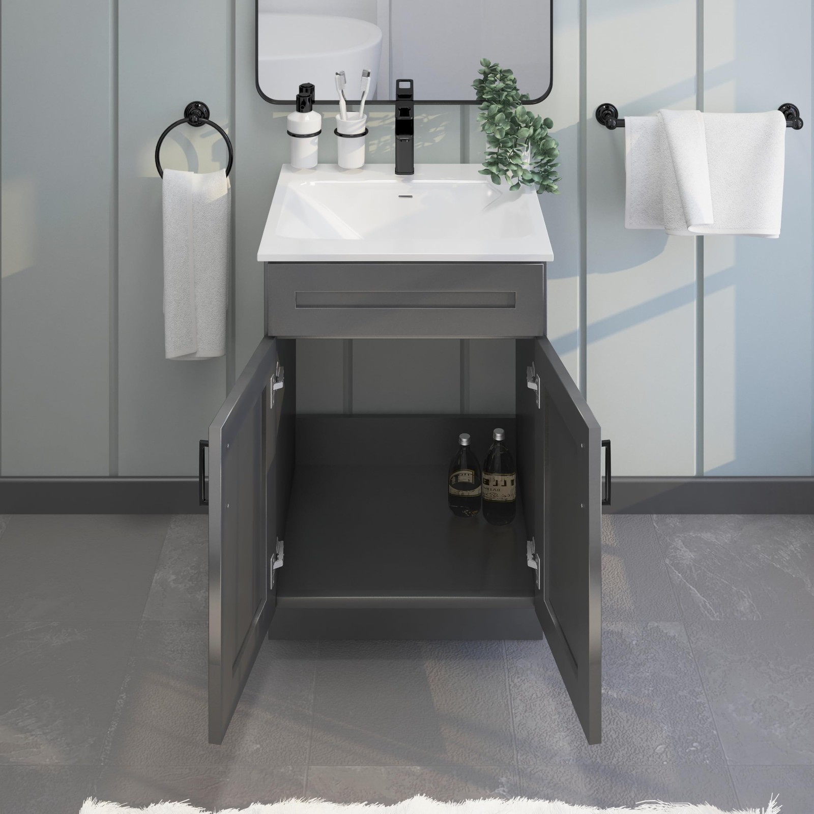 Bathroom Vanity Sink Base Ready-to-Assemble Bathroom Cabinet 24″/30’/36″ Widt…