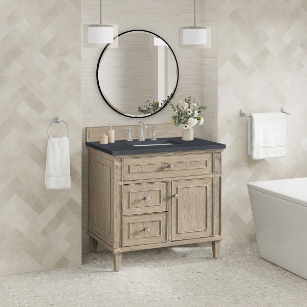 36″ James Martin Lorelai 424-V36-WWO-3CSP Vanity Cabinet Charcoal Soapstone Top