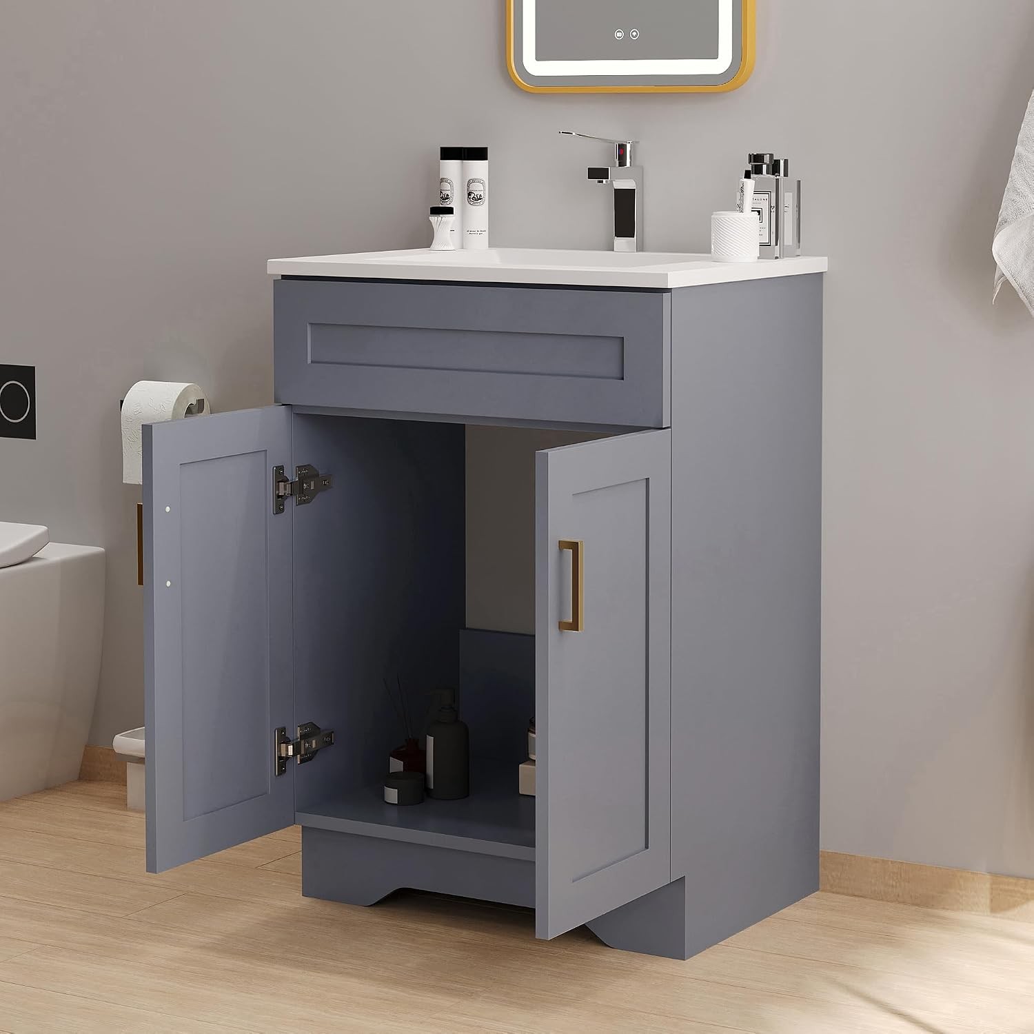 24 Inch Bathroom Vanity with Sink Bathroom Storage Vanity Cabinet for Small