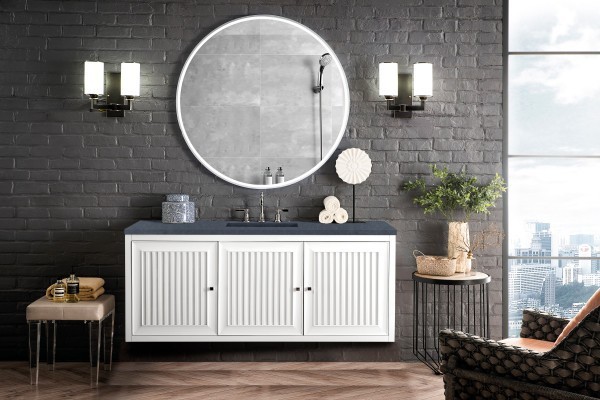 60″ James Martin Athens E645-V60S-GW-3CSP Vanity Cabinet Charcoal Soapstone Top