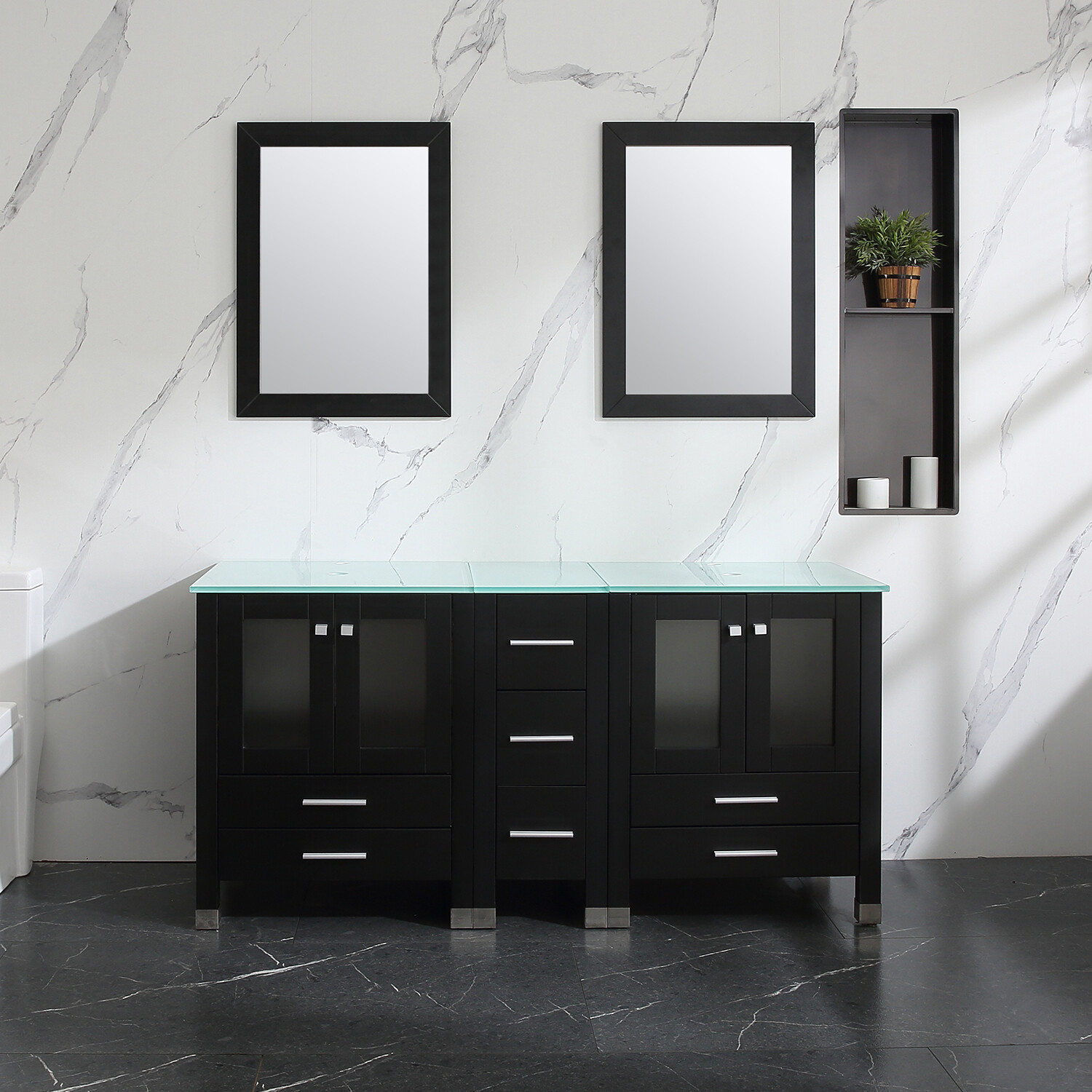 Bathroom Vanities 60″ Double Cabinets Combo w/Mirror