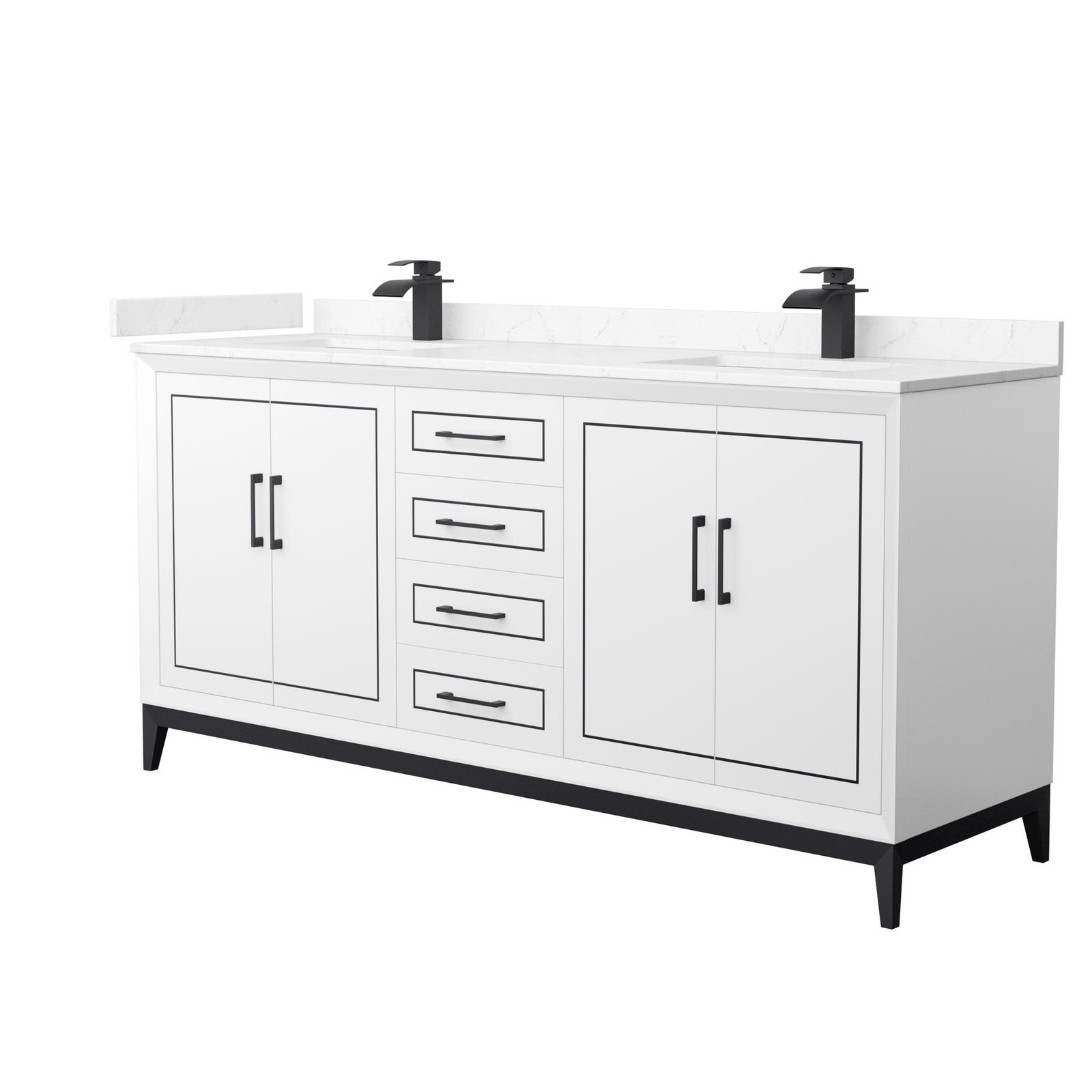 Wyndham Collection WCH515172D-VCA-UNSMXX Marlena 72″ – White / Carrara Cultured
