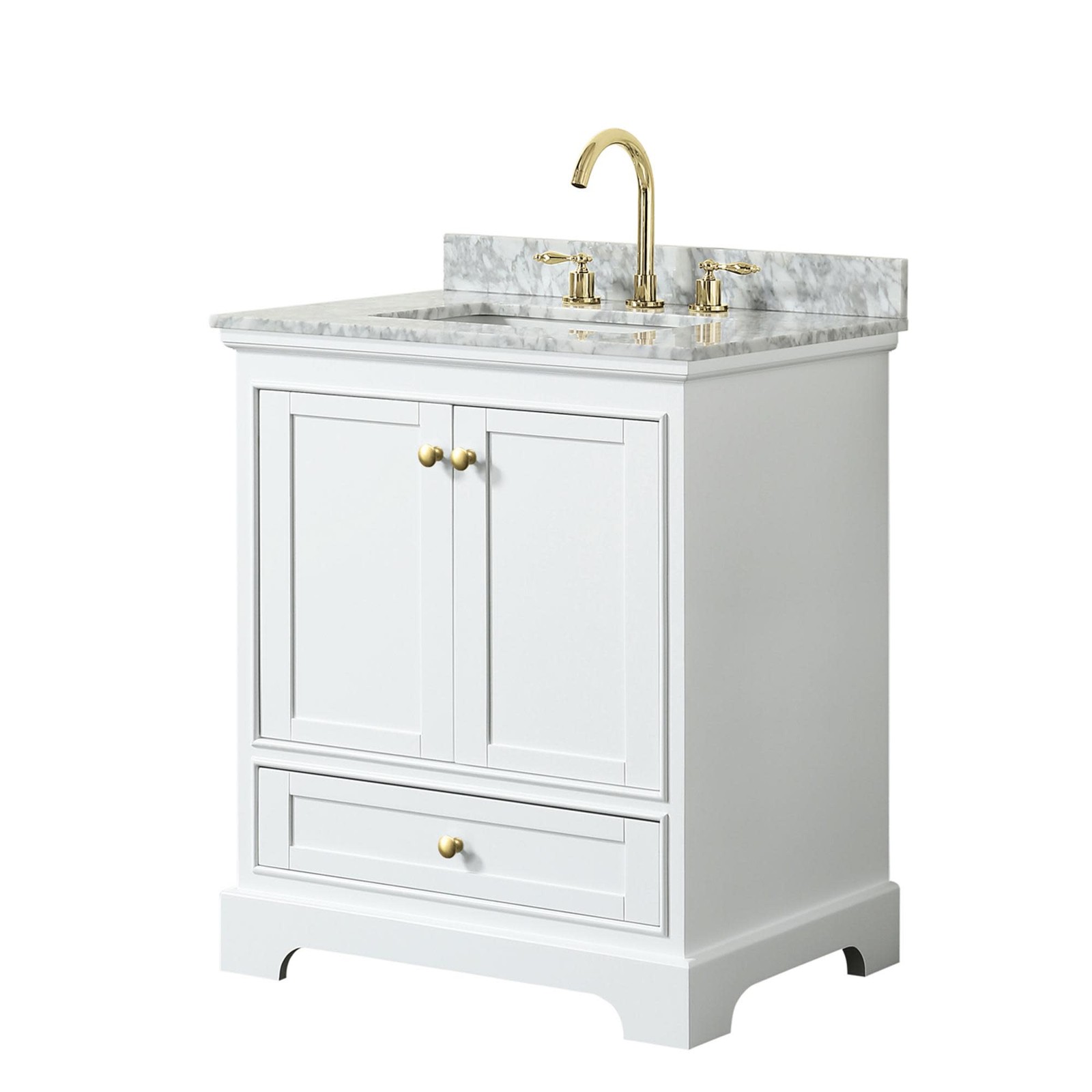 Wyndham Collection WCS202030SCMUNSMXX Deborah 30″ – White / White Carrara Marble