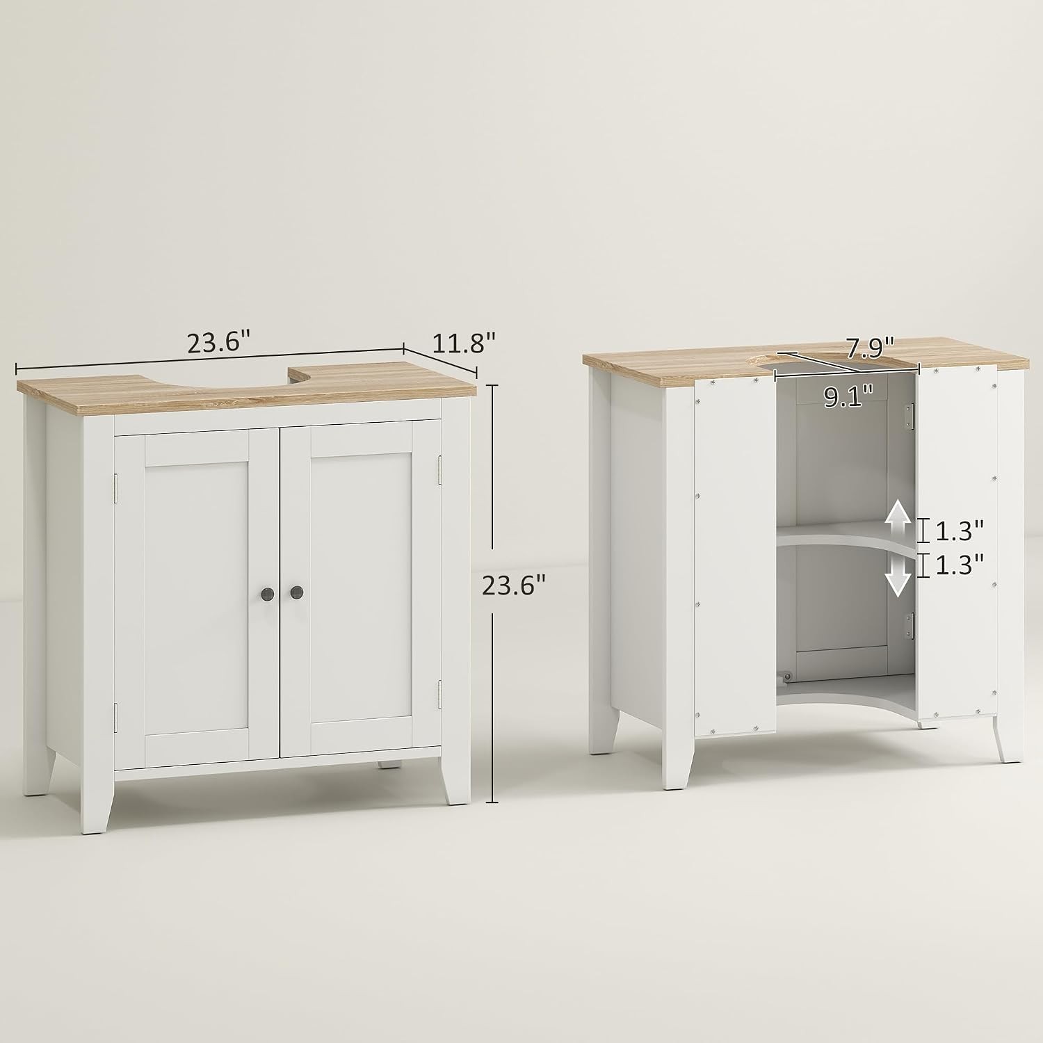 Pedestal Sink Storage Cabinet Under Sink Cabinet W/ U-Shape & Adjustable