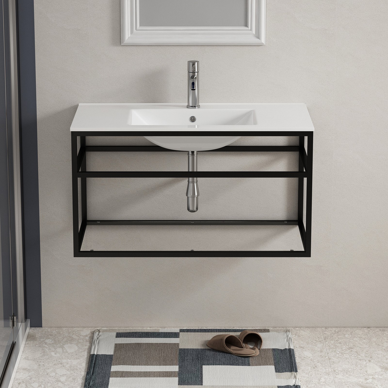 36 inch Bathroom Vanity with Sink Wall mounted Cabinet Floating Vanity Hotel
