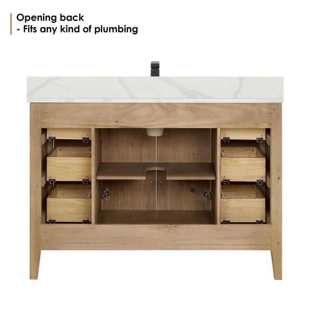 Altair Design Laurel 48″ Wood Vanity without Mirror in Weathered Fir Brown/White