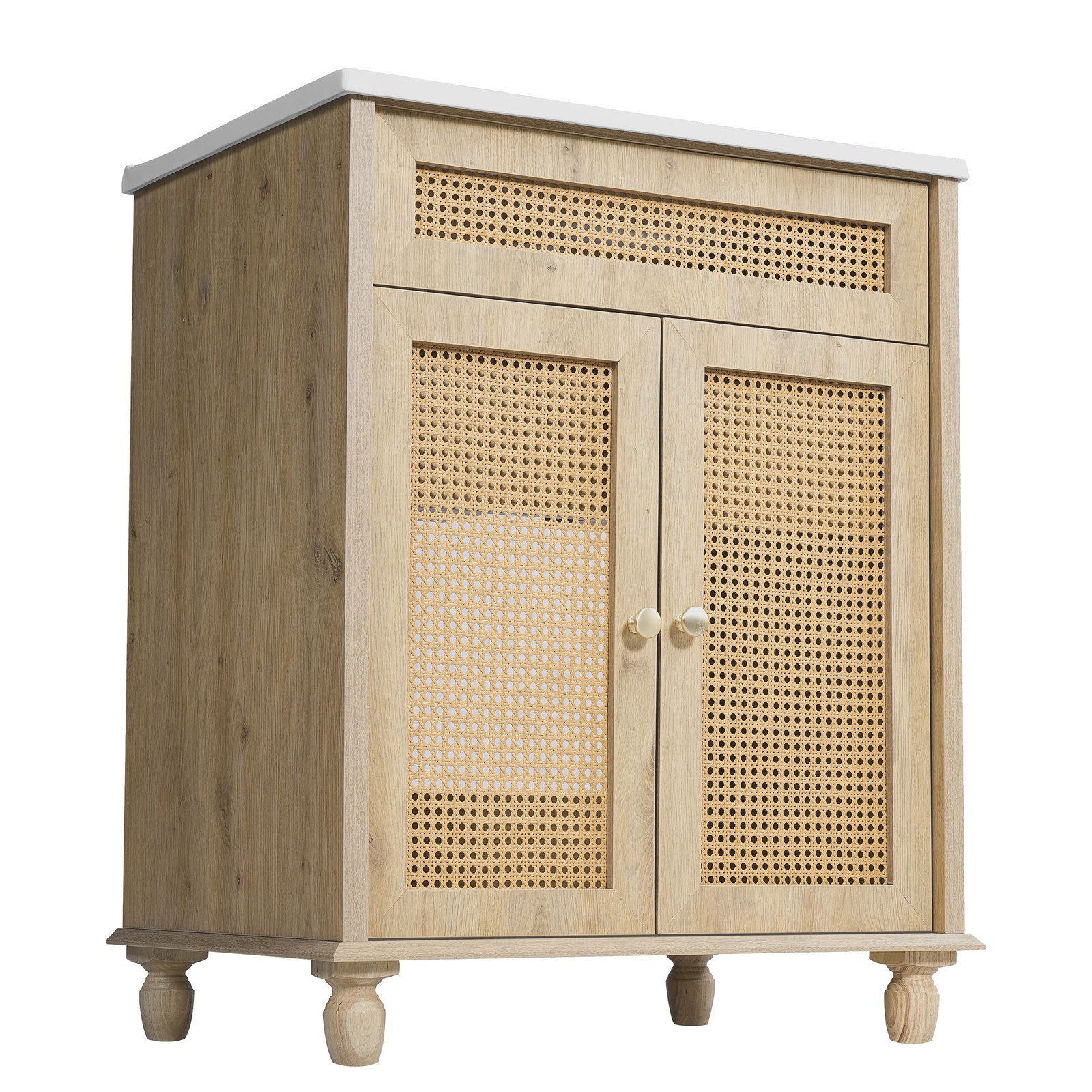 30″ Bathroom Vanity w/Resin Sink,Modern Storage Cabinet w/Solid Wood Legs